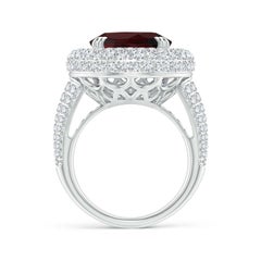 Angara Natural GIA Certified Oval 11.61 ct Garnet Triple Halo Ring in 14K Gold