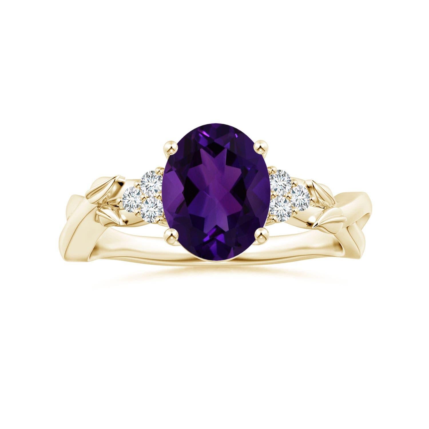 Anello con ametista ovale da 1,77 carati, certificato GIA, in oro 14K per donna in vendita 2
