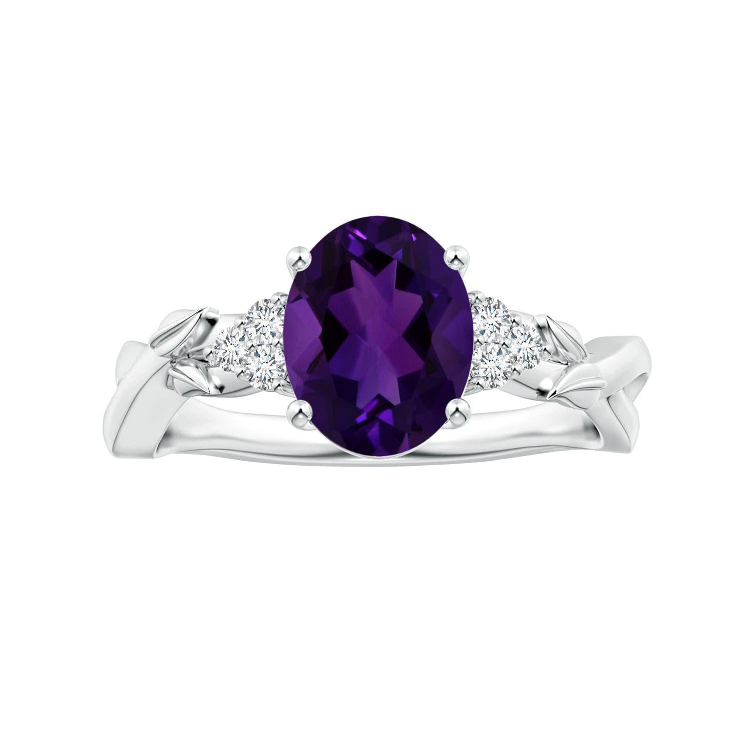 Bague d'améthyste ovale certifiée GIA de 1,77 ct en or 14 carats Angara pour femme