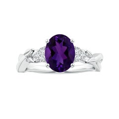 Bague d'améthyste ovale certifiée GIA de 1,77 ct en or 14 carats Angara pour femme