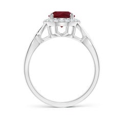 Angara Natural GIA Certified Oval 1.92 ct Ruby Ring with Diamond in 14K Gold