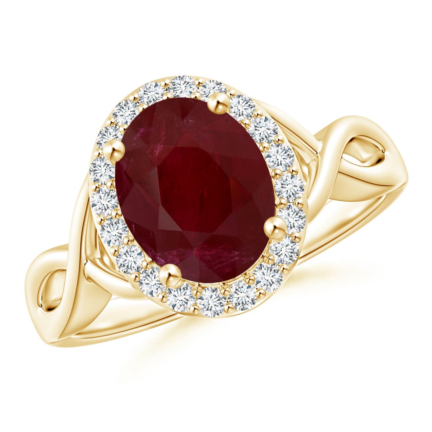 Anello di rubino ovale da 1,92 carati certificato GIA di Angara con diamante in oro 14 carati in vendita 2