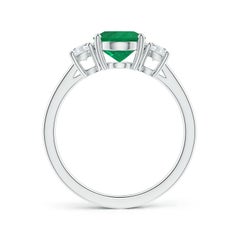Angara Natural GIA Certified Oval 2.17 ct Emerald Three Stone Ring in 14K Gold