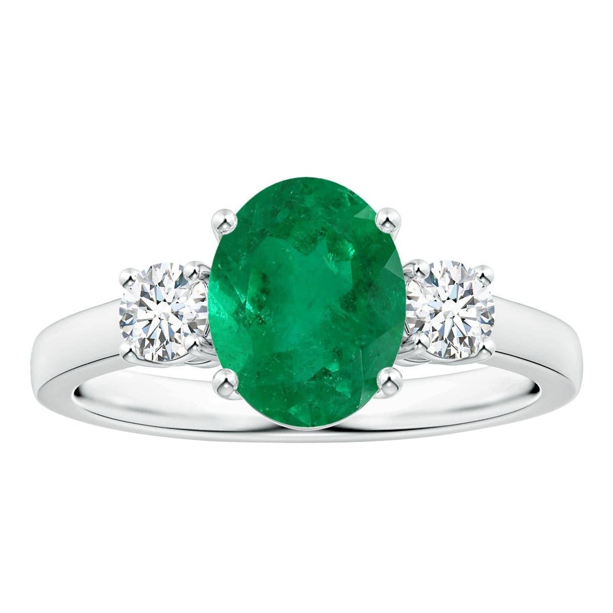 Angara Anillo de oro de 14 quilates con esmeralda ovalada de 2,17 quilates certificada por el GIA