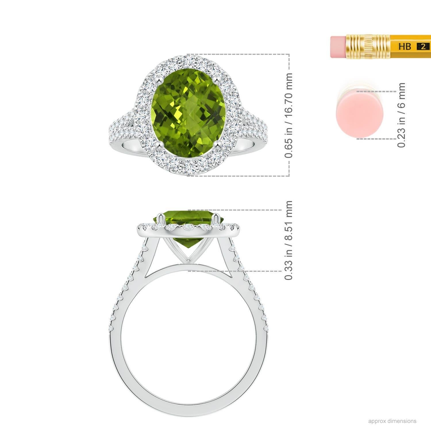 Angara Natural GIA zertifiziert Oval 3,29 ct Peridot Ring mit Diamant in 14K Gold Damen im Angebot