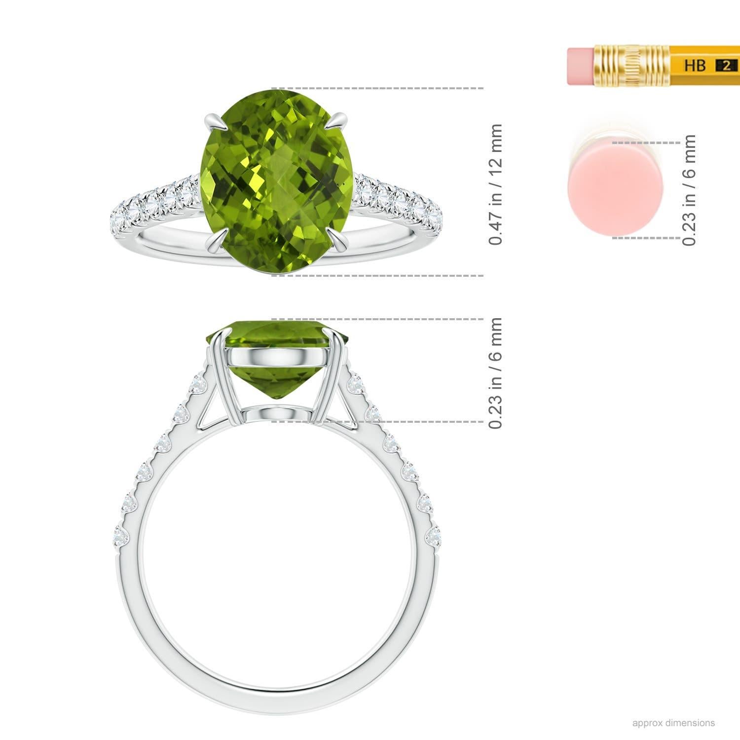 Angara Bague en or 14 carats avec péridot ovale de 3,29 ct certifié par la GIA et diamants Pour femmes en vente