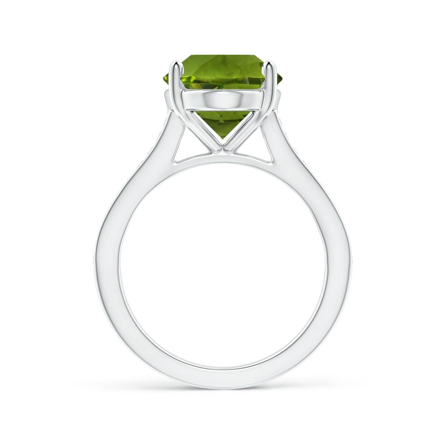 Angara natürlichen GIA zertifiziert Oval 3,29ct Peridot Solitär Ring 14K Solid Gold (Ovalschliff) im Angebot