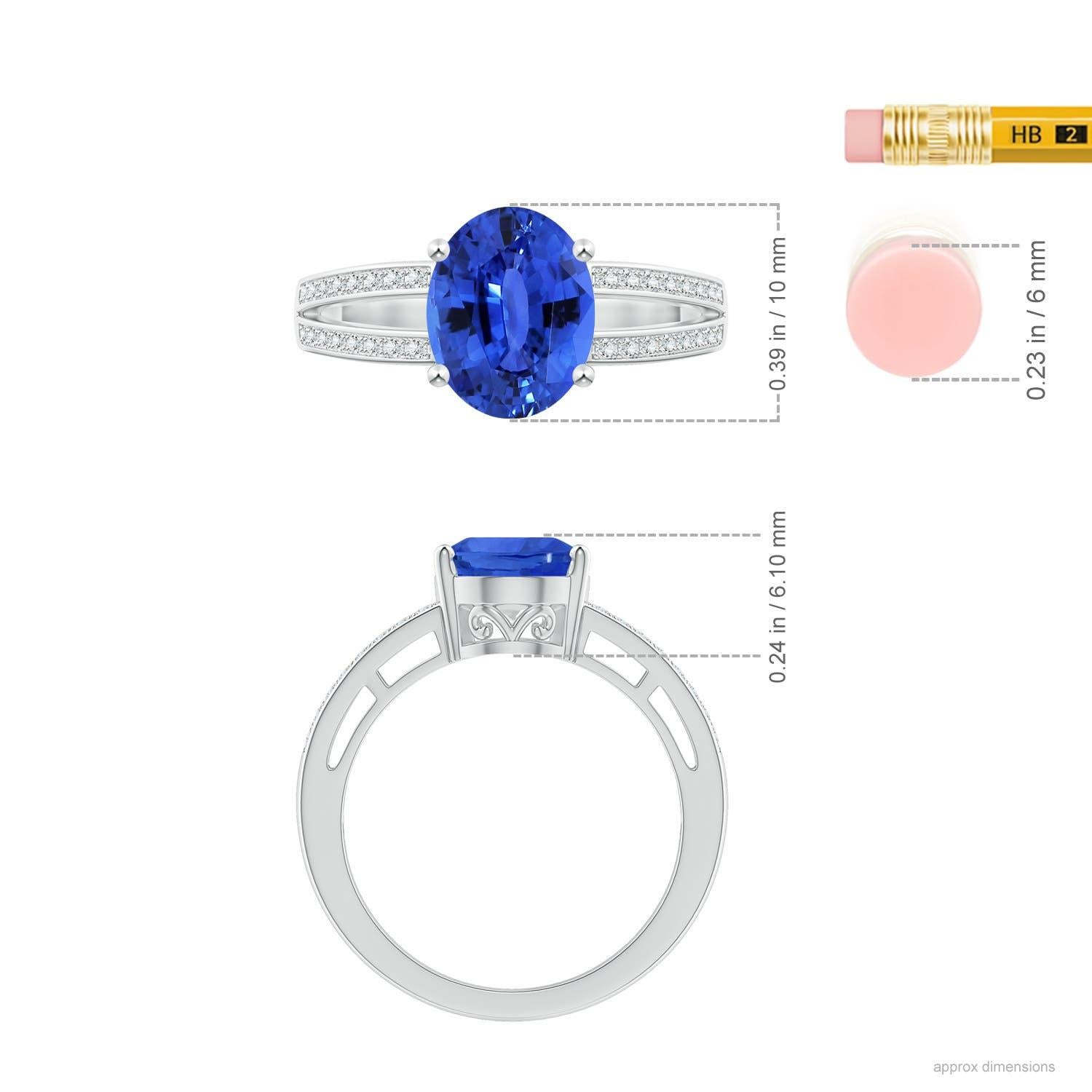 Angara natürlichen GIA zertifiziert Oval 3,42 ct blauer Saphir Ring in 14K massivem Gold Damen im Angebot