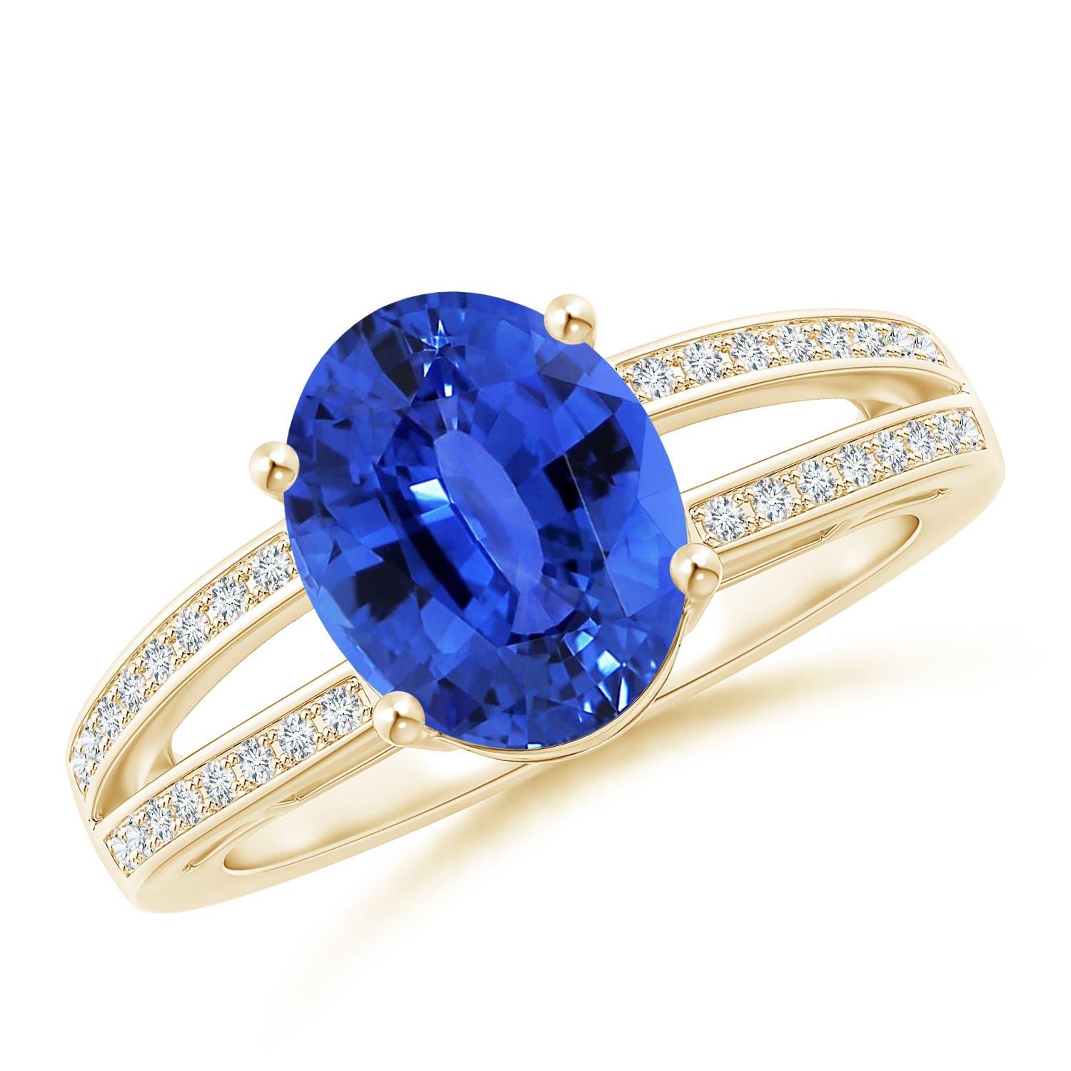 Angara natürlichen GIA zertifiziert Oval 3,42 ct blauer Saphir Ring in 14K massivem Gold im Angebot 3