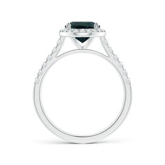 Anello aureolato con zaffiro blu ovale da 3,48 carati certificato GIA di Angara con diamante