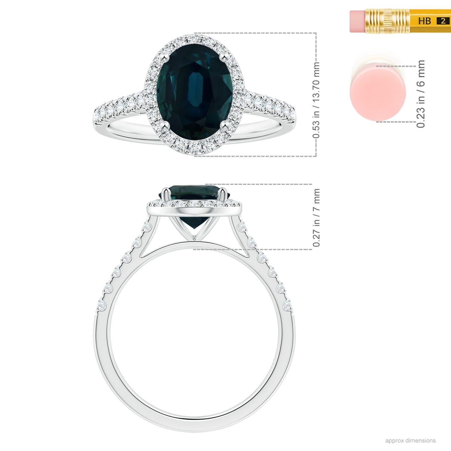 Anello aureolato con zaffiro blu ovale da 3,48 carati certificato GIA di Angara con diamante In condizioni Nuovo in vendita a Los Angeles, CA