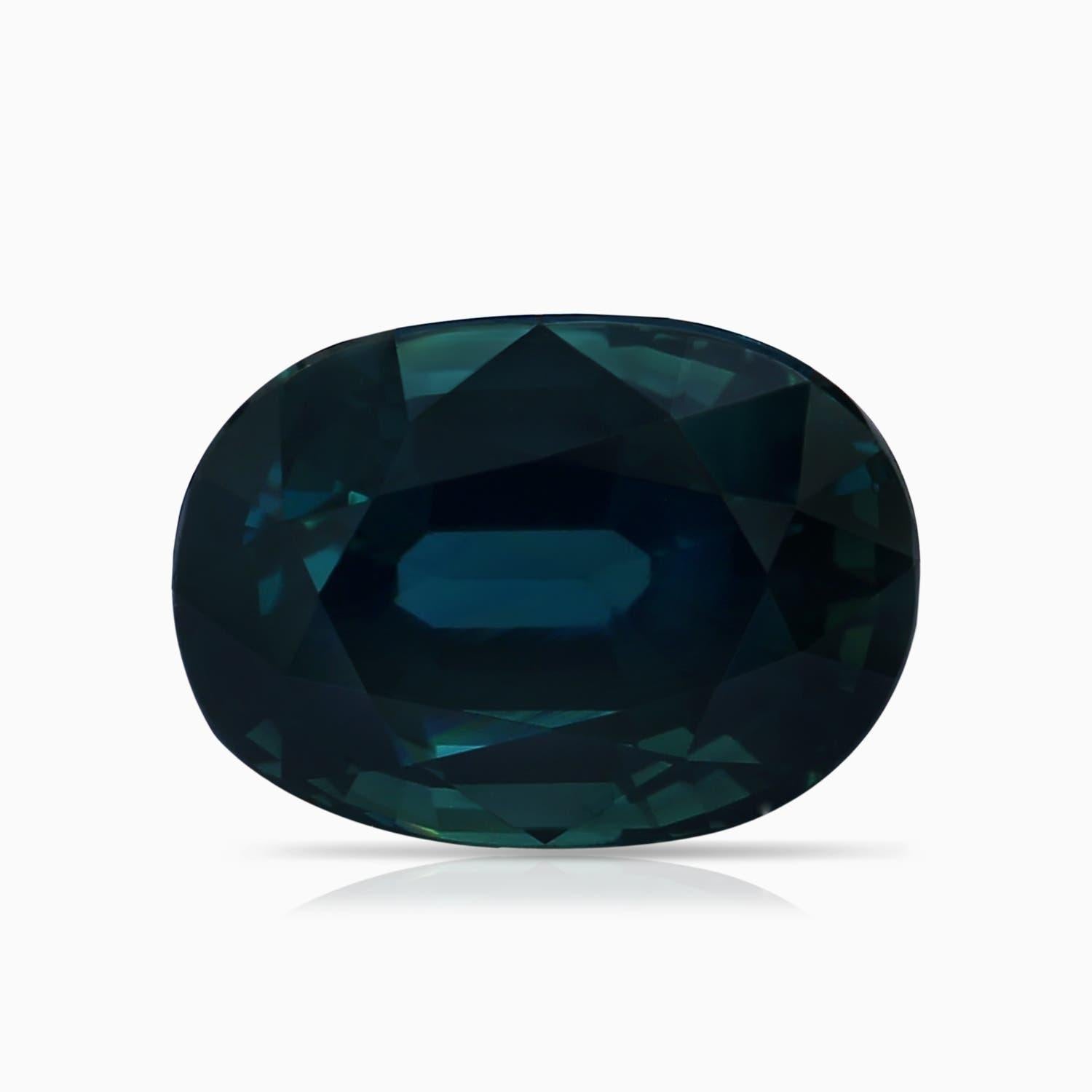 Donna Anello aureolato con zaffiro blu ovale da 3,48 carati certificato GIA di Angara con diamante in vendita