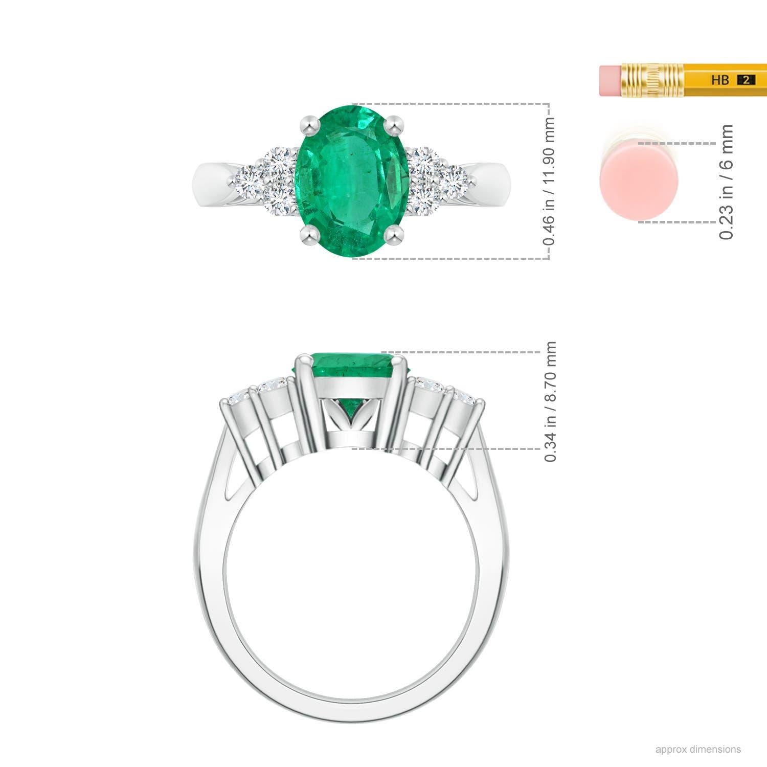Anello con smeraldo ovale da 3,58 ct e diamanti in oro 14K di Angara Nature certificato GIA In condizioni Nuovo in vendita a Los Angeles, CA