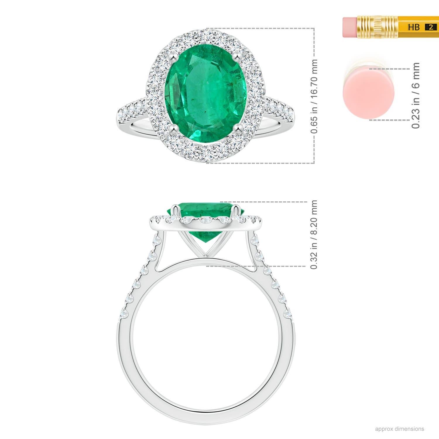 De las mujeres Angara Anillo de Esmeralda Ovalada Natural Certificada por el GIA de 3,58 ct con Diamantes en Oro de 14K en venta