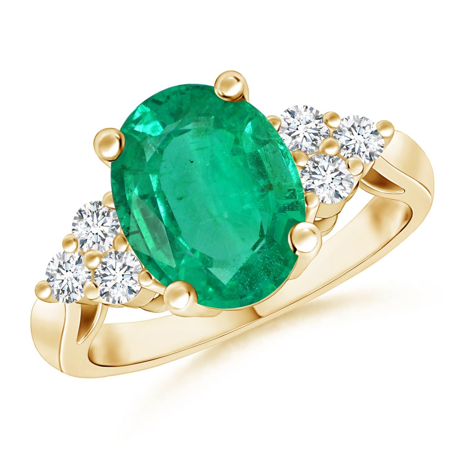 Anello con smeraldo ovale da 3,58 ct e diamanti in oro 14K di Angara Nature certificato GIA in vendita 2