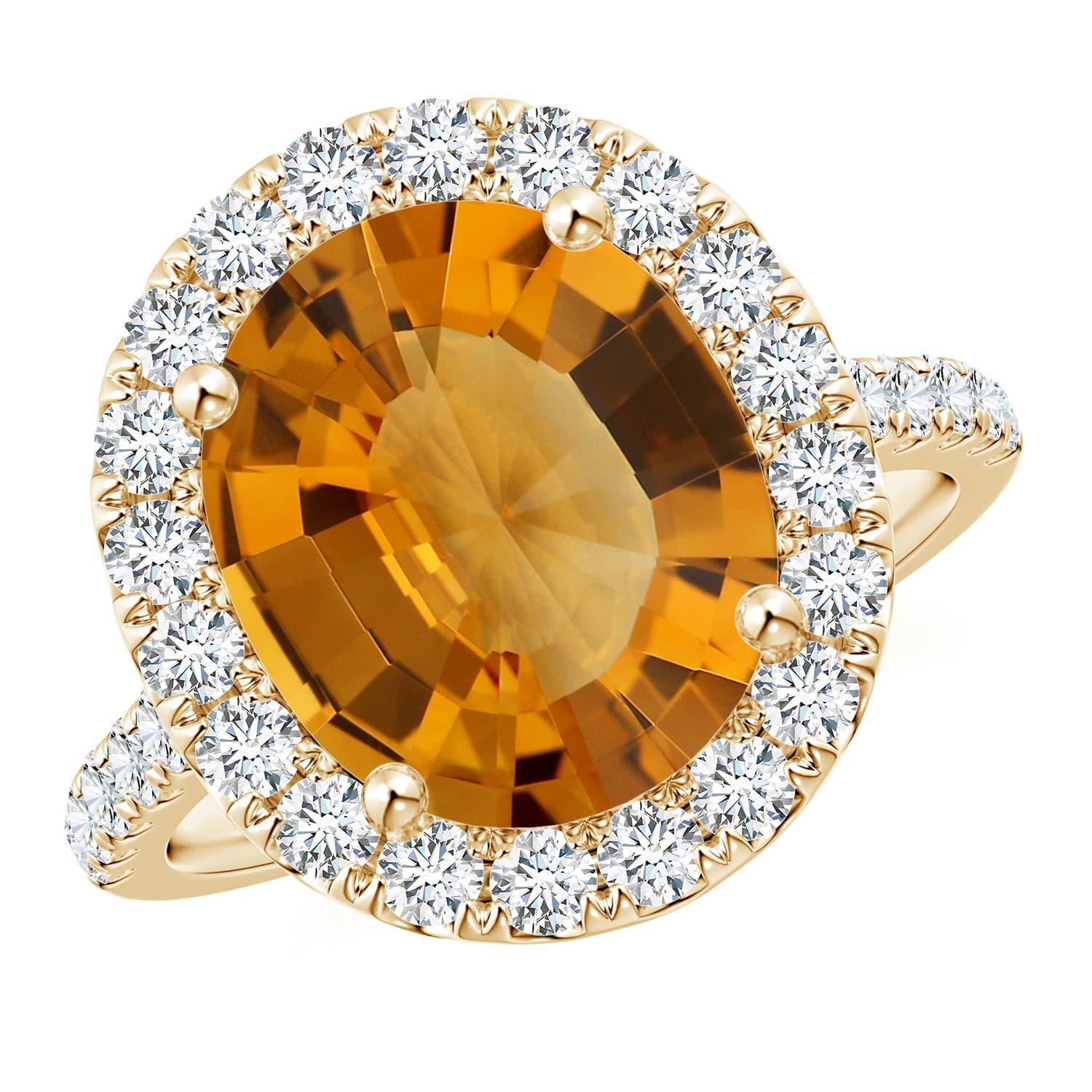 Anello con Citrino ovale da 3,78 ct e diamante in oro 14K di Angara Nature certificato GIA in vendita 5