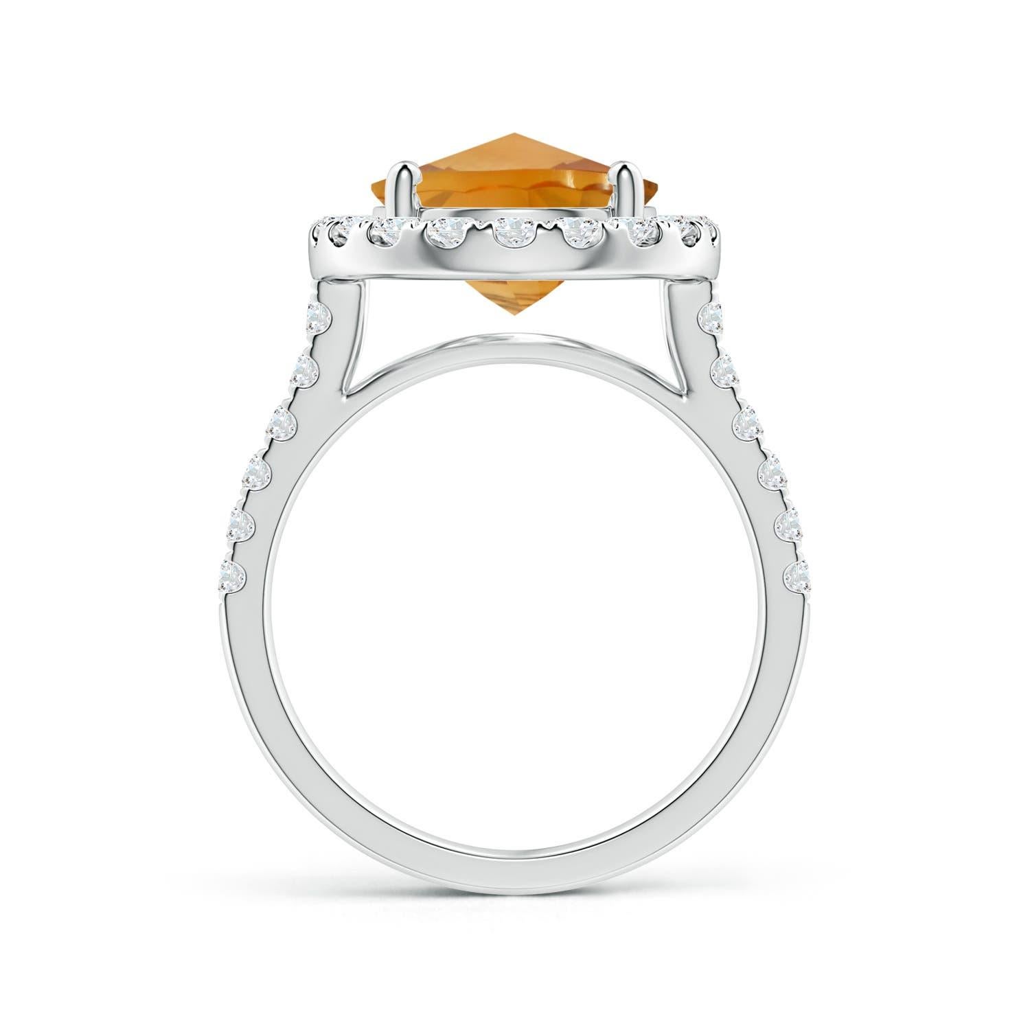 Taglio ovale Anello con Citrino ovale da 3,78 ct e diamante in oro 14K di Angara Nature certificato GIA in vendita