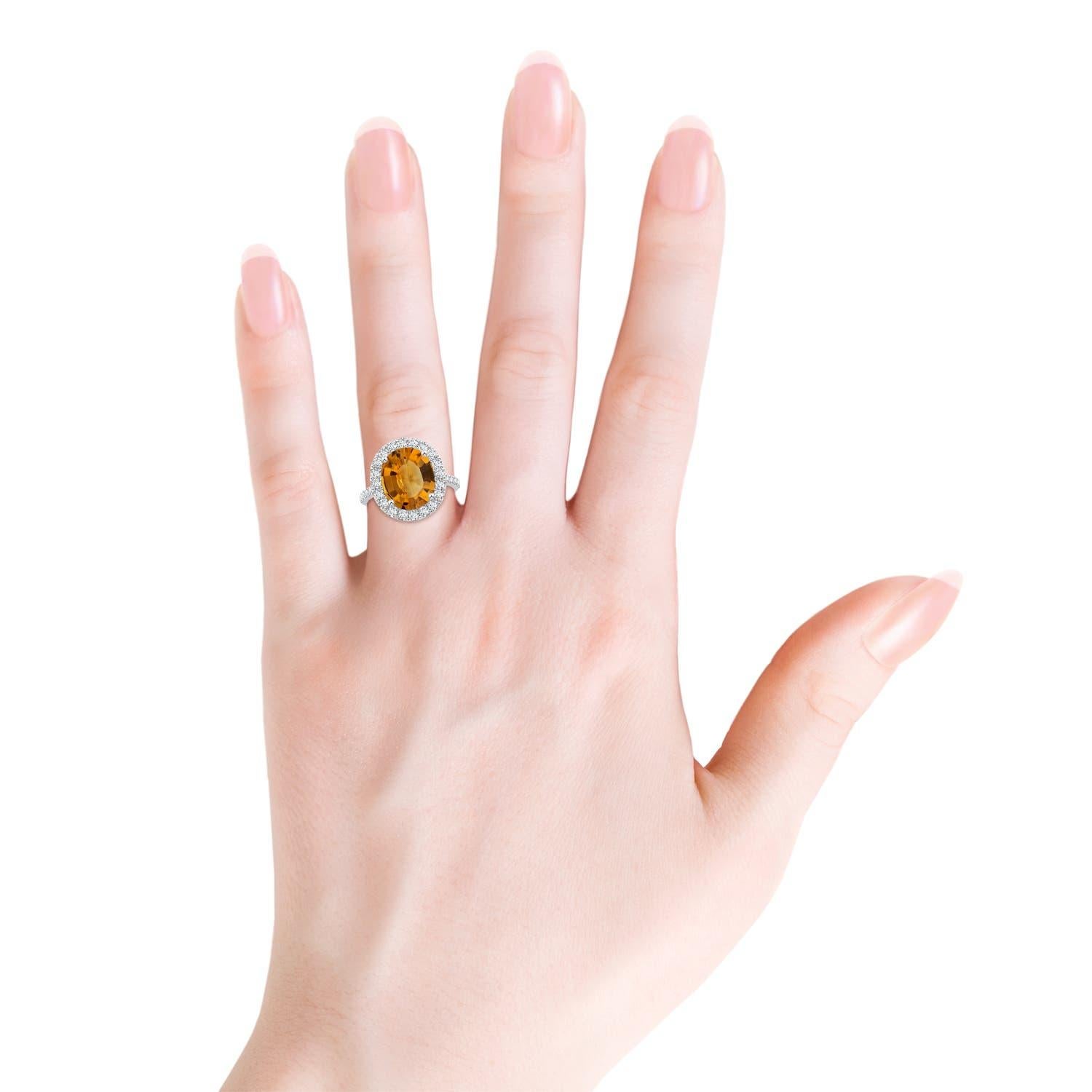Anello con Citrino ovale da 3,78 ct e diamante in oro 14K di Angara Nature certificato GIA in vendita 1