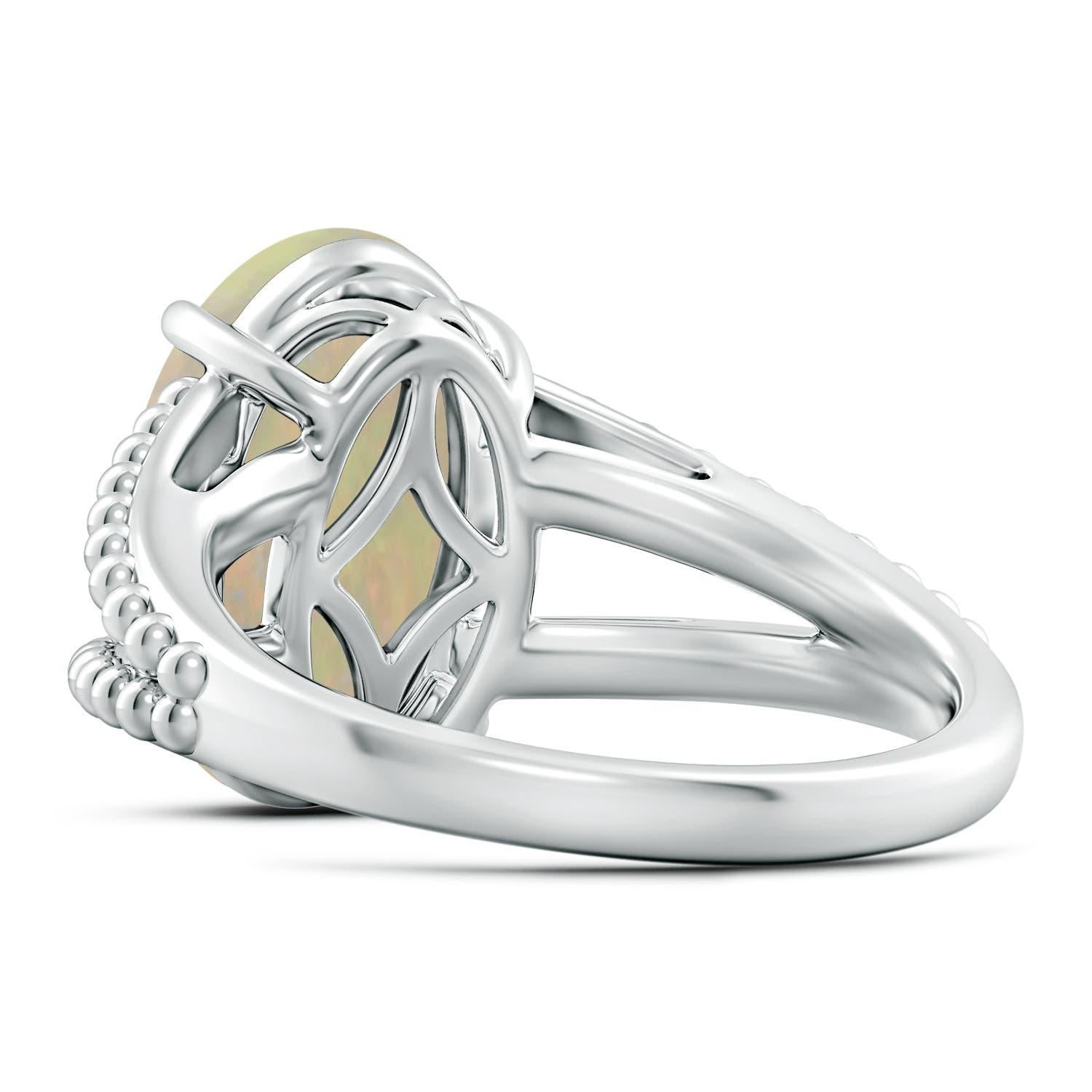 Taglio ovale Anello di opale ovale da 3,82 carati certificato GIA di Angara in oro massiccio 14K per donna in vendita