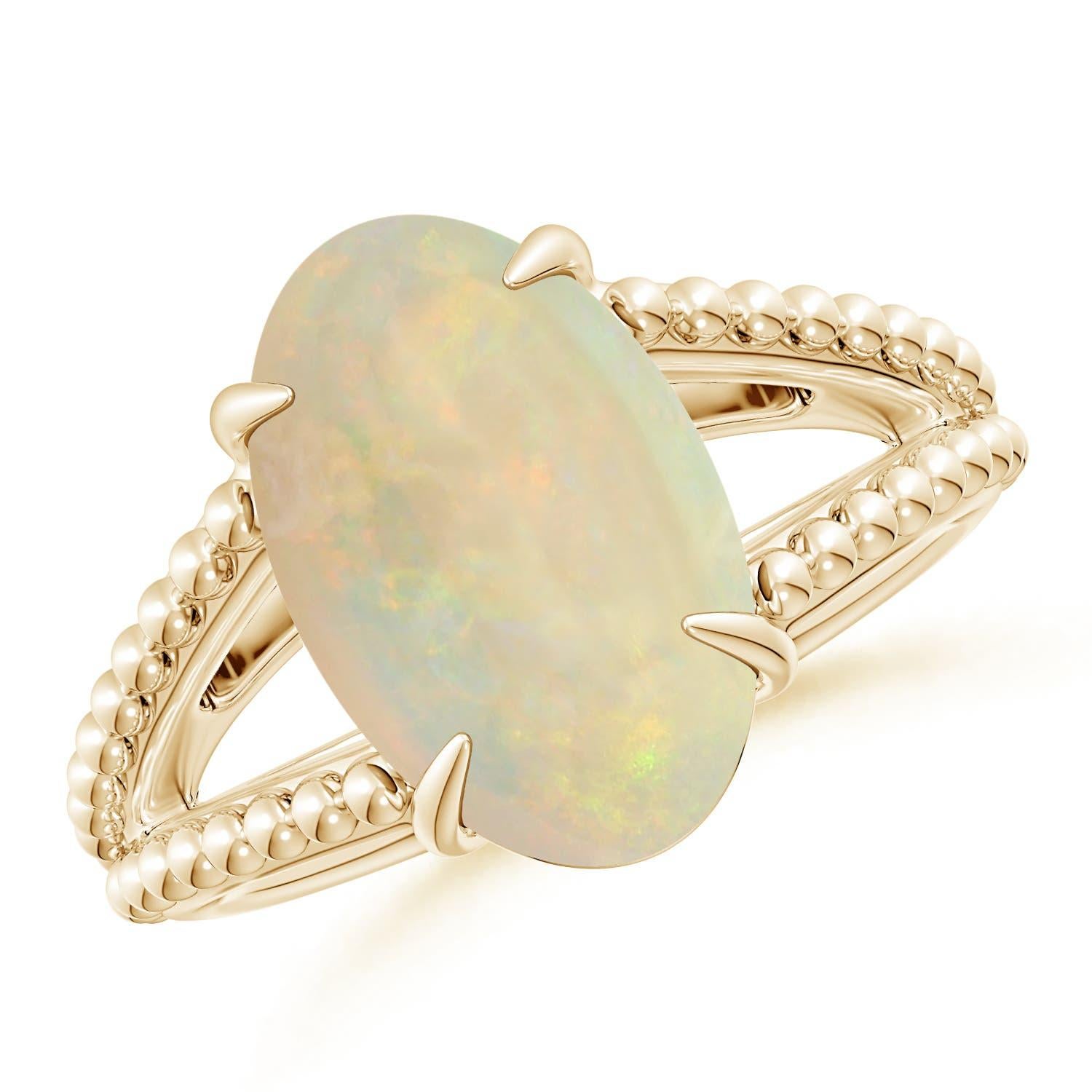 Anello di opale ovale da 3,82 carati certificato GIA di Angara in oro massiccio 14K per donna in vendita 3