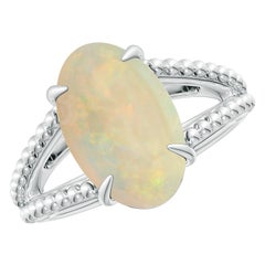 Angara Anillo de ópalo natural ovalado certificado por el GIA de 3,82 ct en oro macizo de 14 quilates para mujer