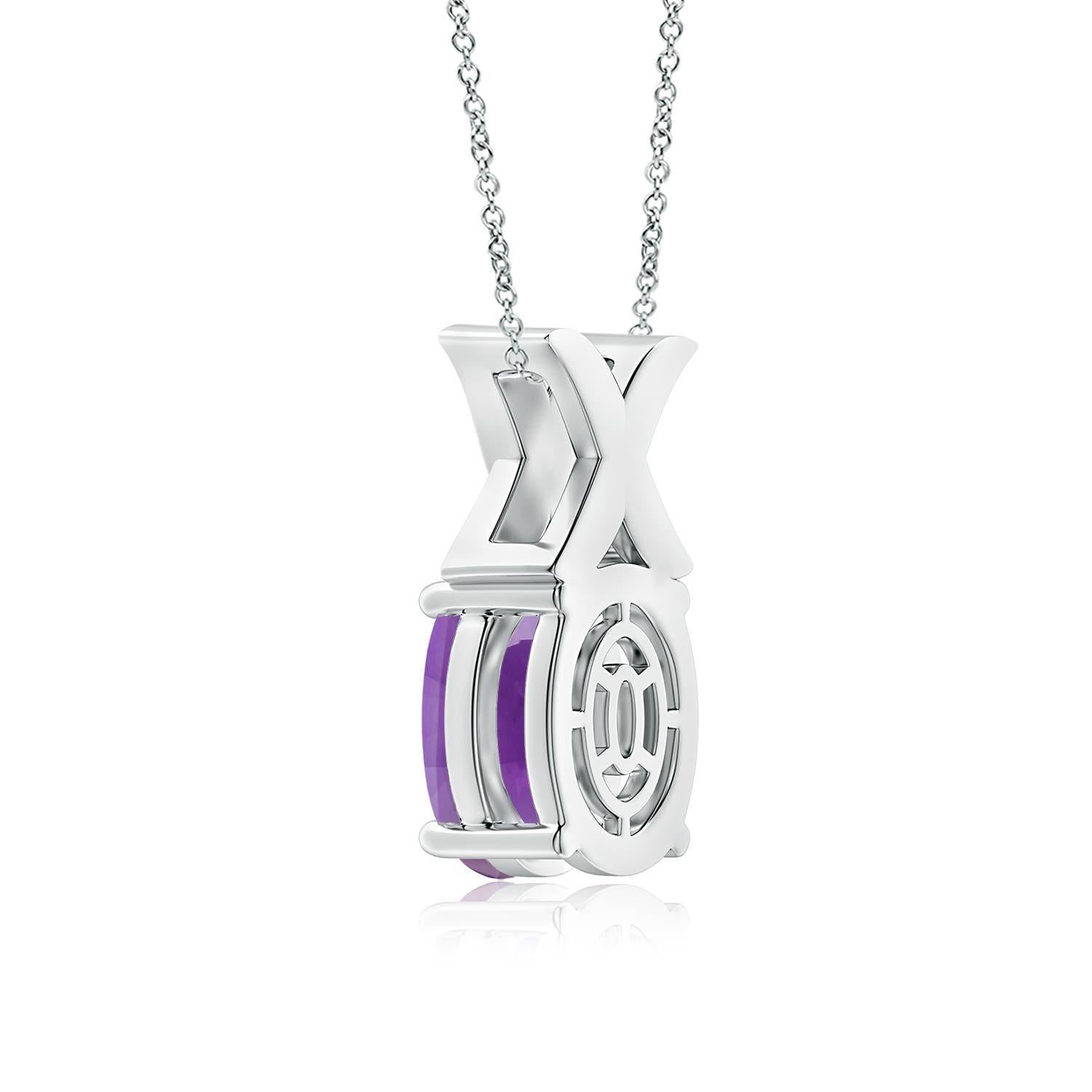 Angara Natural GIA zertifiziert Oval 3,83 ct Amethyst Anhänger in 14K Gold für Frauen (Ovalschliff) im Angebot