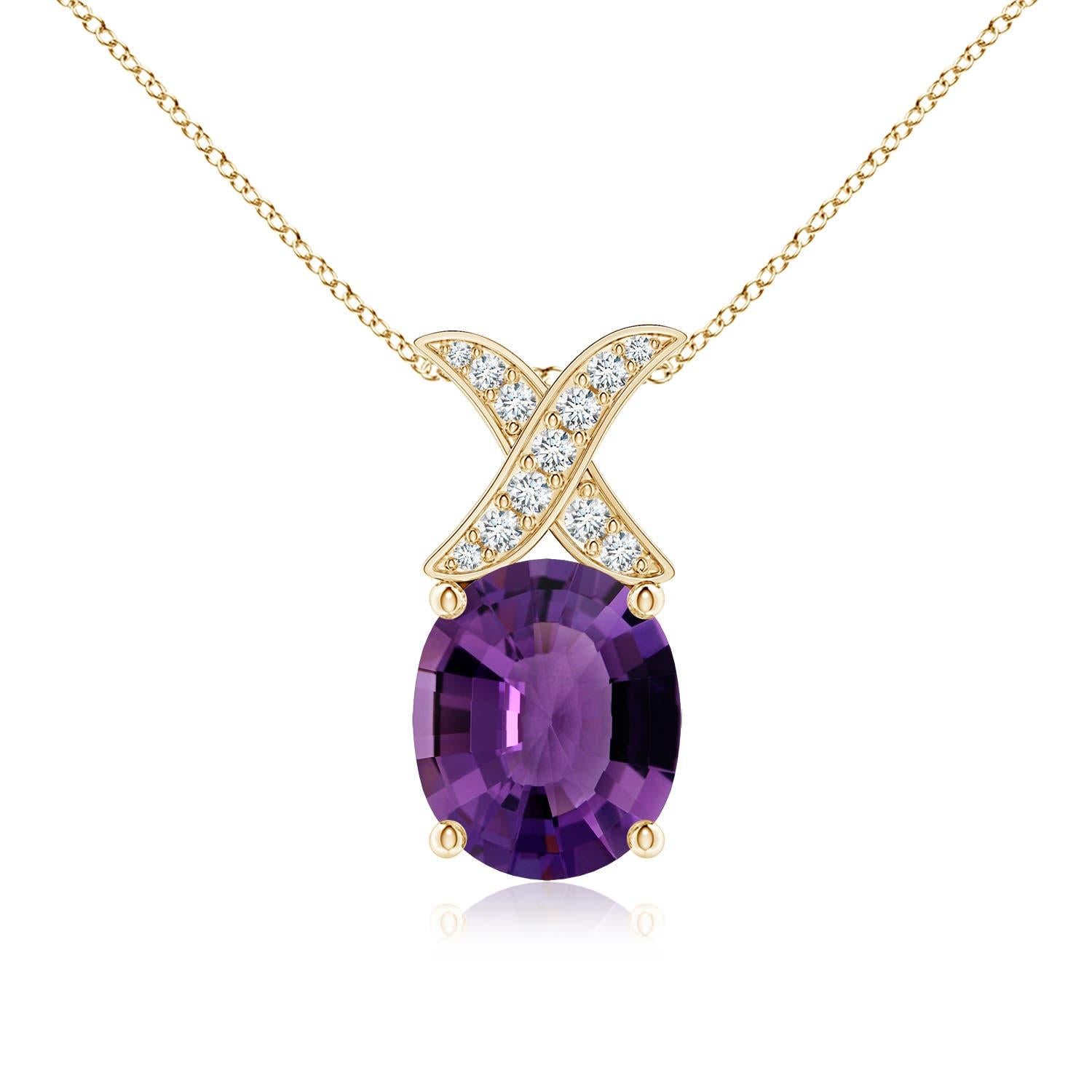 Angara Natural GIA zertifiziert Oval 3,83 ct Amethyst Anhänger in 14K Gold für Frauen im Angebot 3