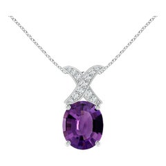 Angara Natural GIA Certified Oval 3.83 ct Amethyst Pendant in 14K Gold for Women