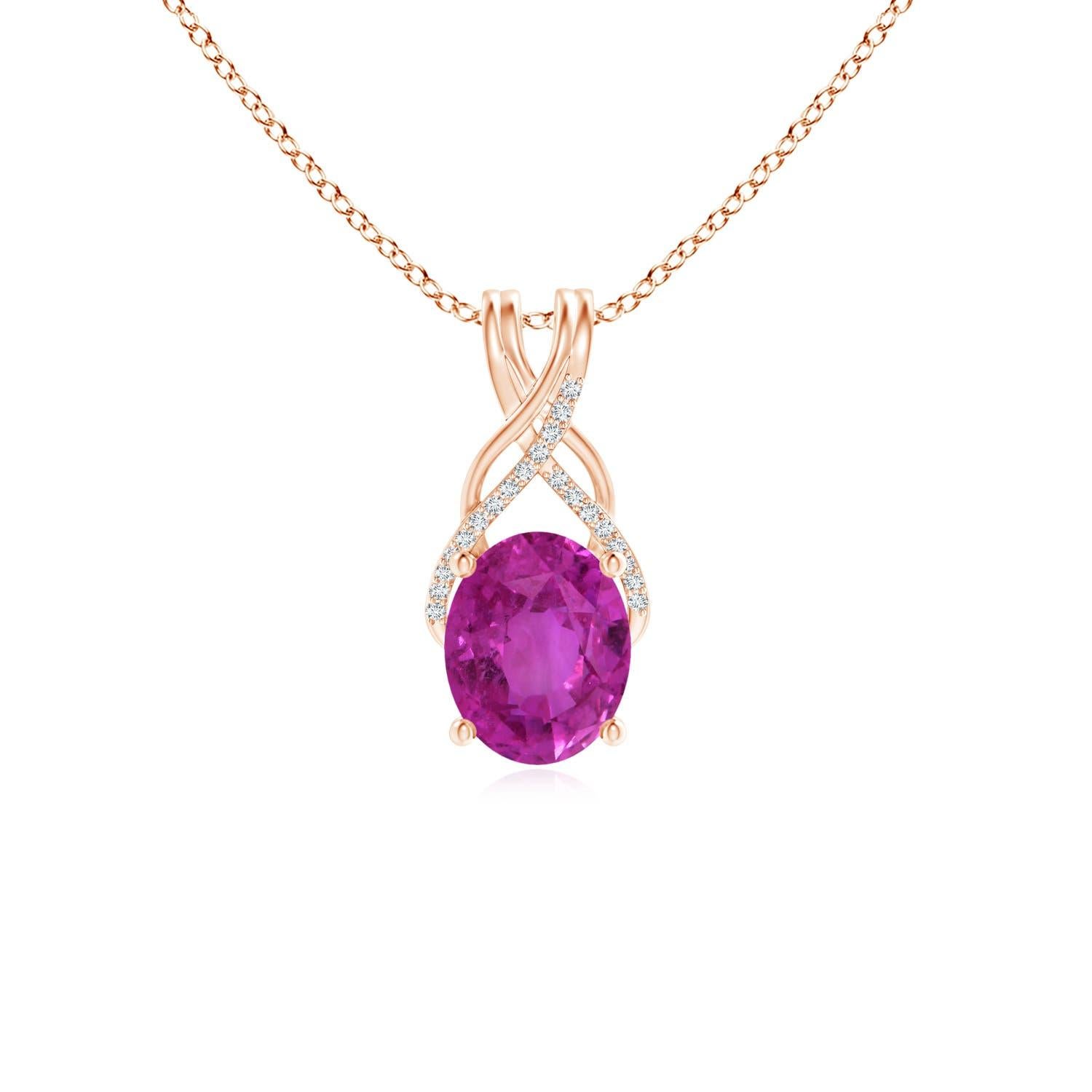 Pendentif en or massif 14K avec saphir rose ovale de 4,88ct certifié par la GIA et de couleur naturelle Angara en vente 4