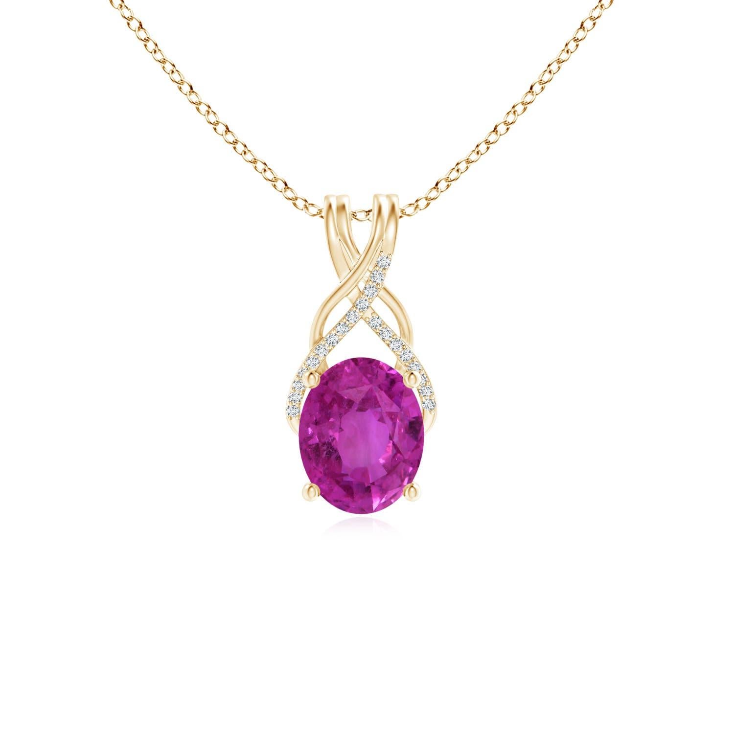 Pendentif en or massif 14K avec saphir rose ovale de 4,88ct certifié par la GIA et de couleur naturelle Angara en vente 3