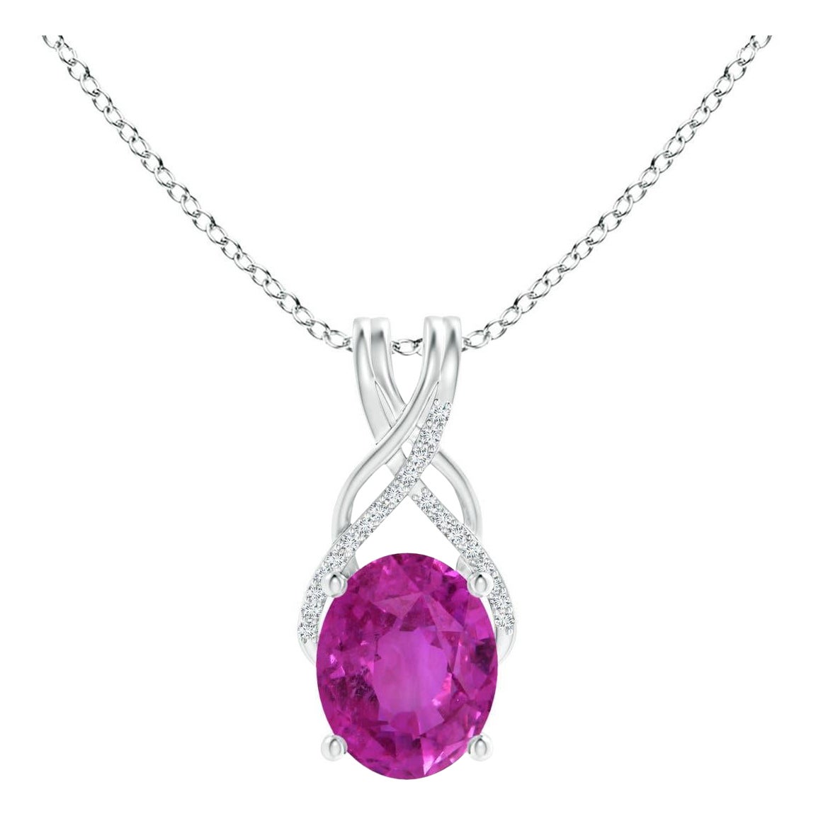 Pendentif en or massif 14K avec saphir rose ovale de 4,88ct certifié par la GIA et de couleur naturelle Angara en vente