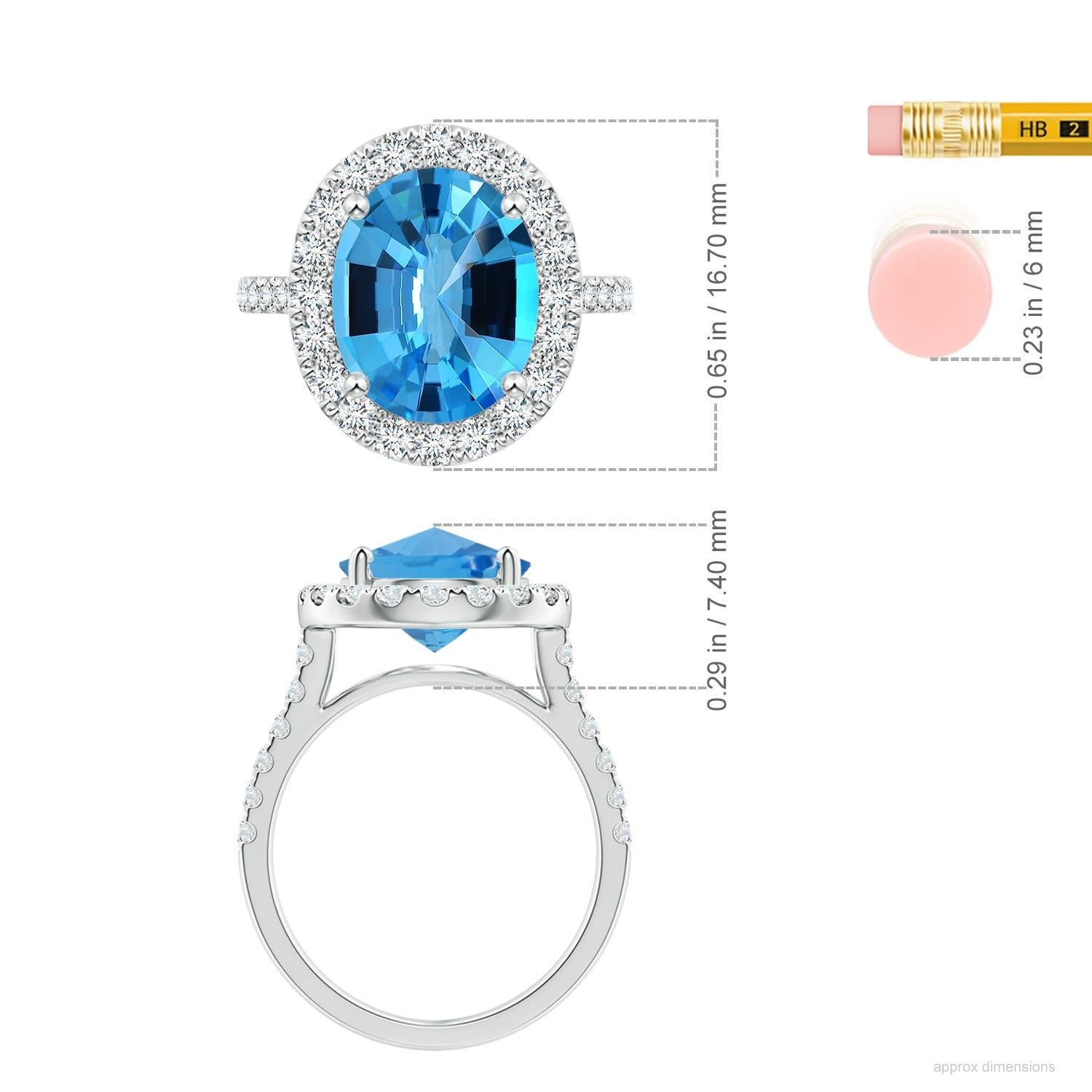 Anello aureolato di Topazio Blu Svizzero di Angara Nature certificato GIA da 4,9 carati in oro 14 carati in vendita 2