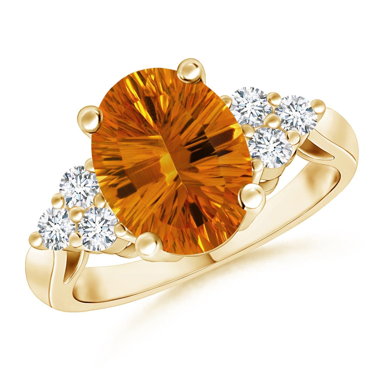 Donna Anello con Citrino ovale da 5,45 carati certificato GIA di Angara in oro 14K per donna in vendita