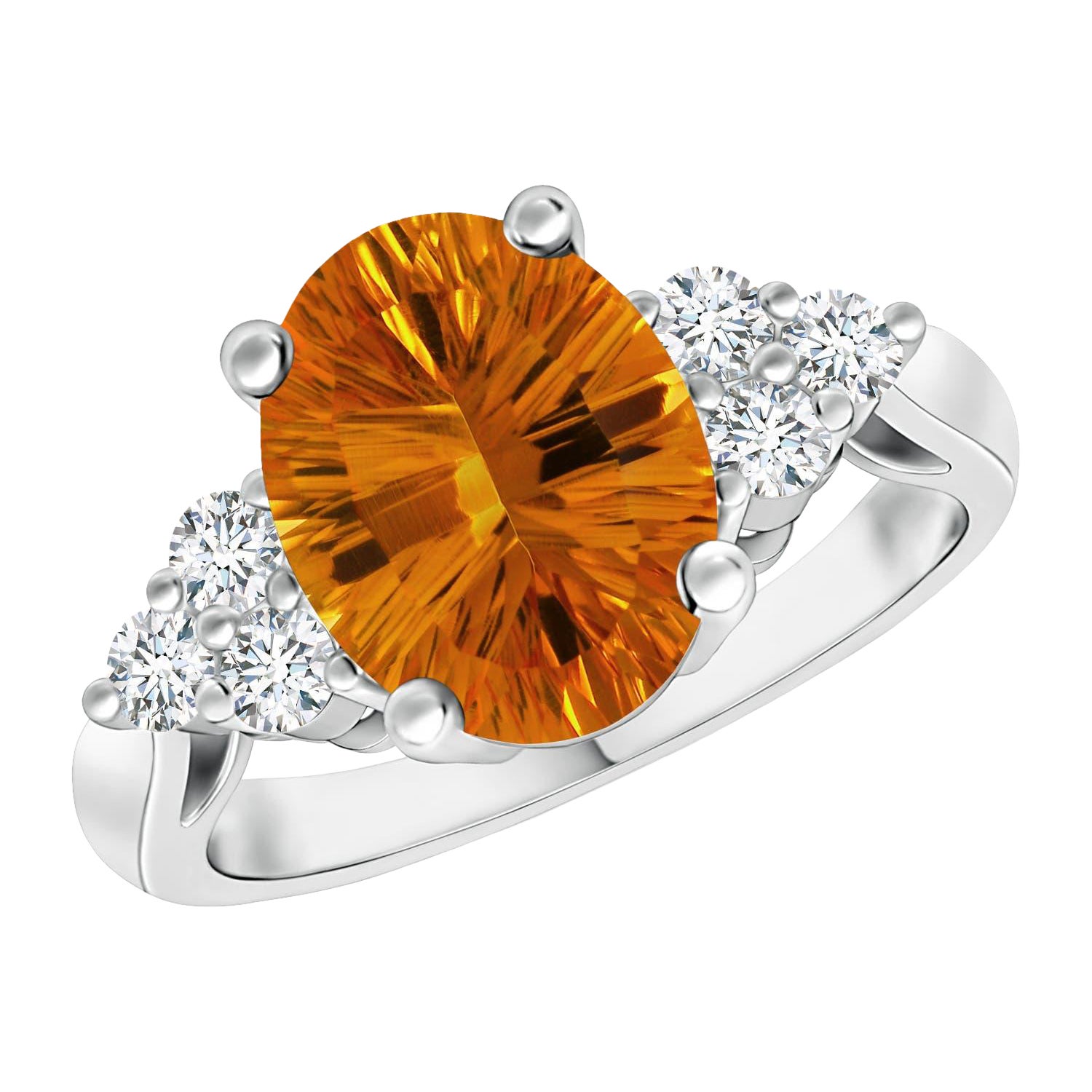 Anello con Citrino ovale da 5,45 carati certificato GIA di Angara in oro 14K per donna