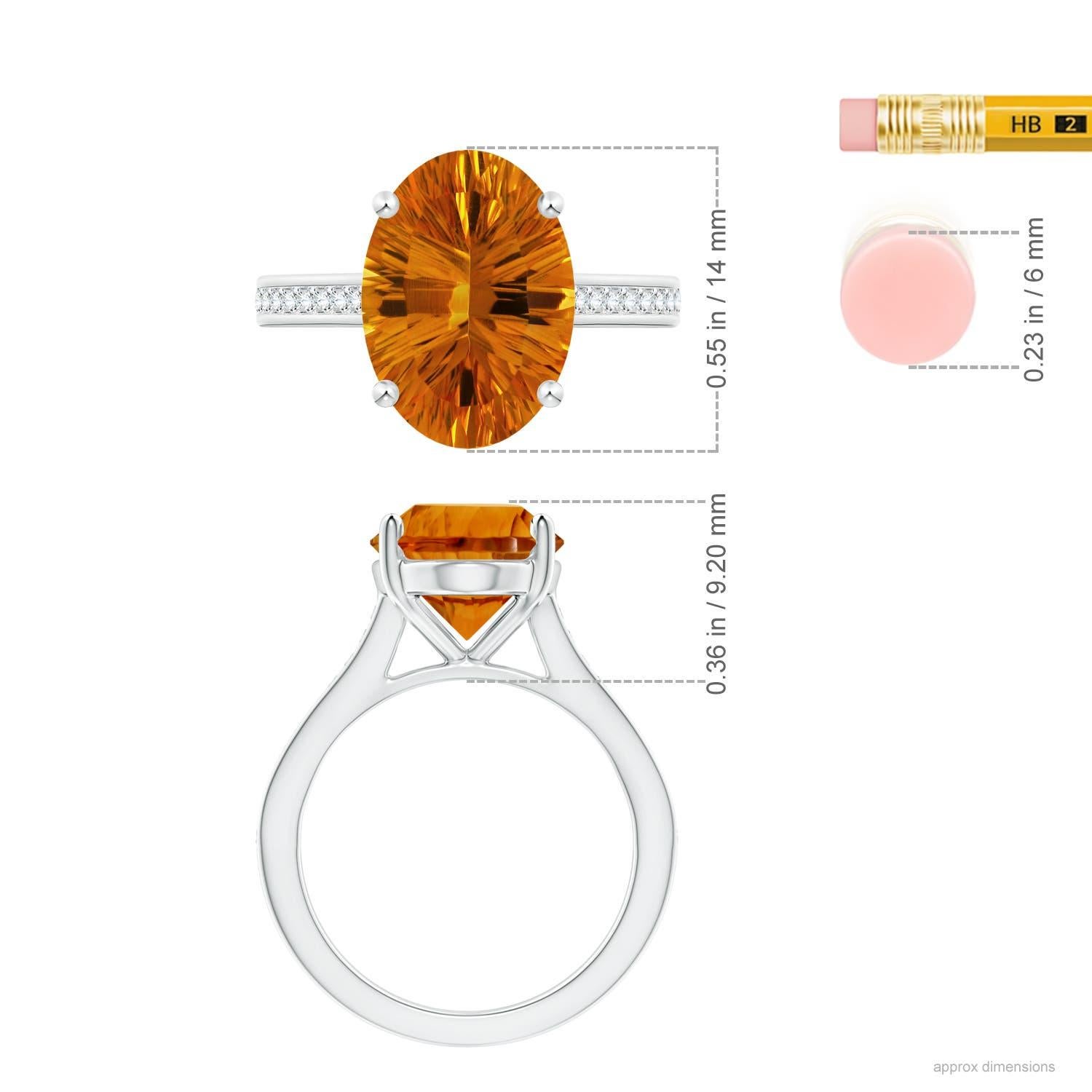 Anello solitario con citrino ovale da 5,45 carati certificato GIA di Angara in oro 14 carati In condizioni Nuovo in vendita a Los Angeles, CA