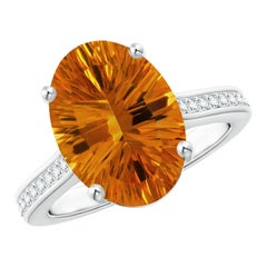 Angara Anillo solitario de citrino natural ovalado certificado por el GIA de 5,45 ct en oro de 14 quilates