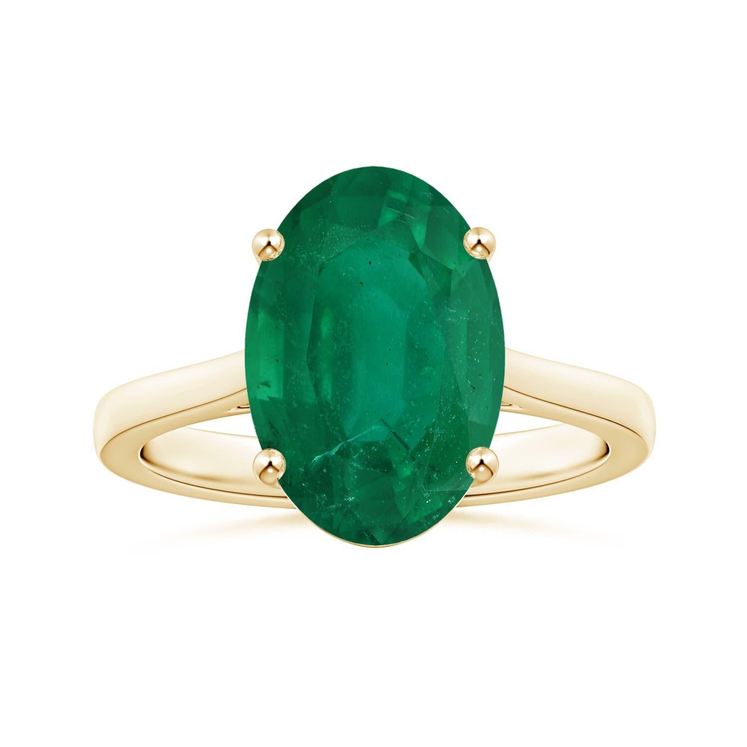 Angara Bague solitaire en or 14K avec émeraude ovale de 5,66 ct certifiée GIA et naturelle en vente 3