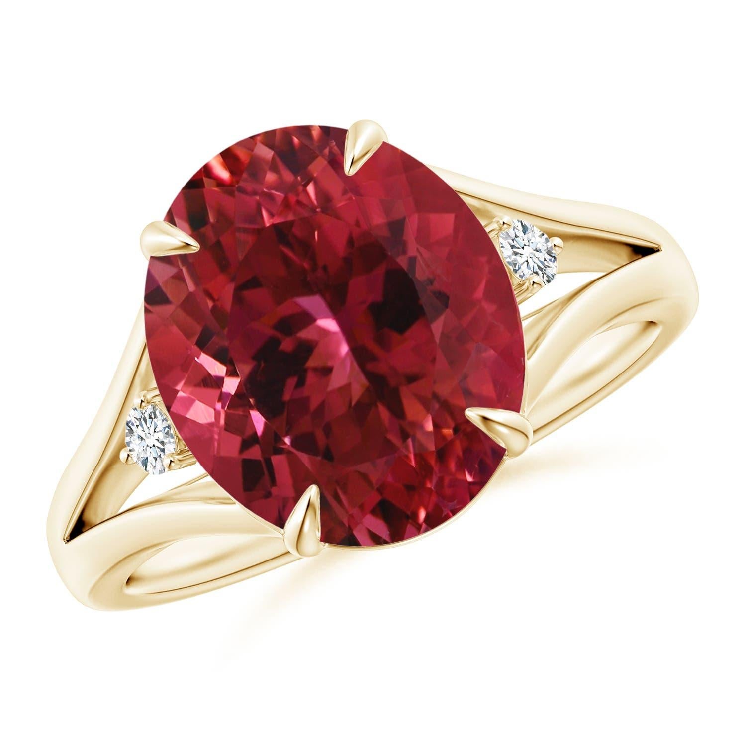 Anello con tormalina rosa ovale da 5,7 carati in oro 14 carati, certificato GIA da Angara. in vendita 3