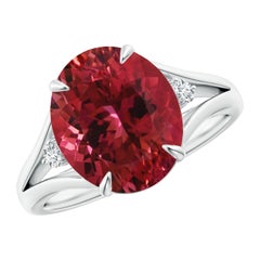 Angara natürlichen GIA zertifiziert Oval 5,7 ct rosa Turmalin Ring in 14K Gold Frauen