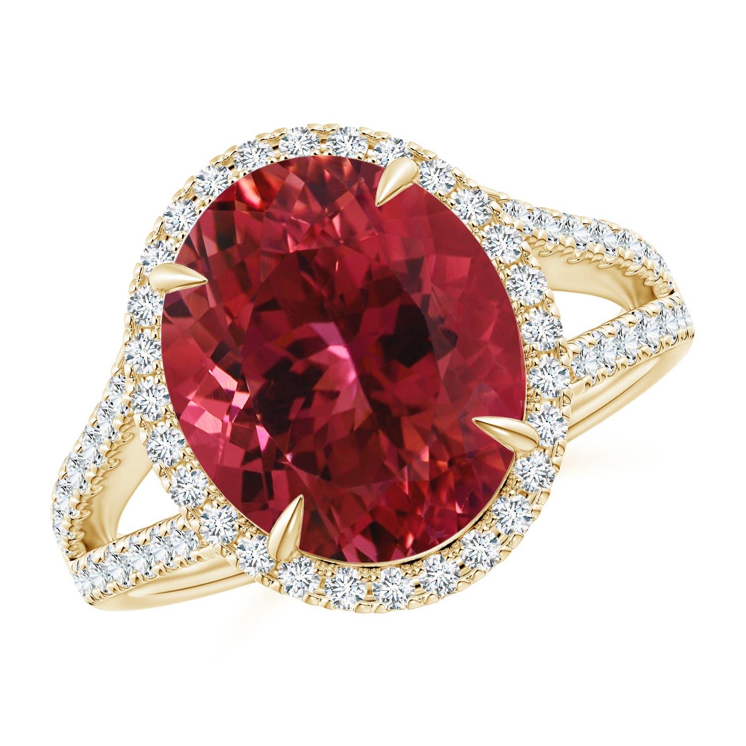 Anello con tormalina rosa ovale da 5,7 carati certificato GIA di Angara in oro massiccio 14 carati in vendita 3