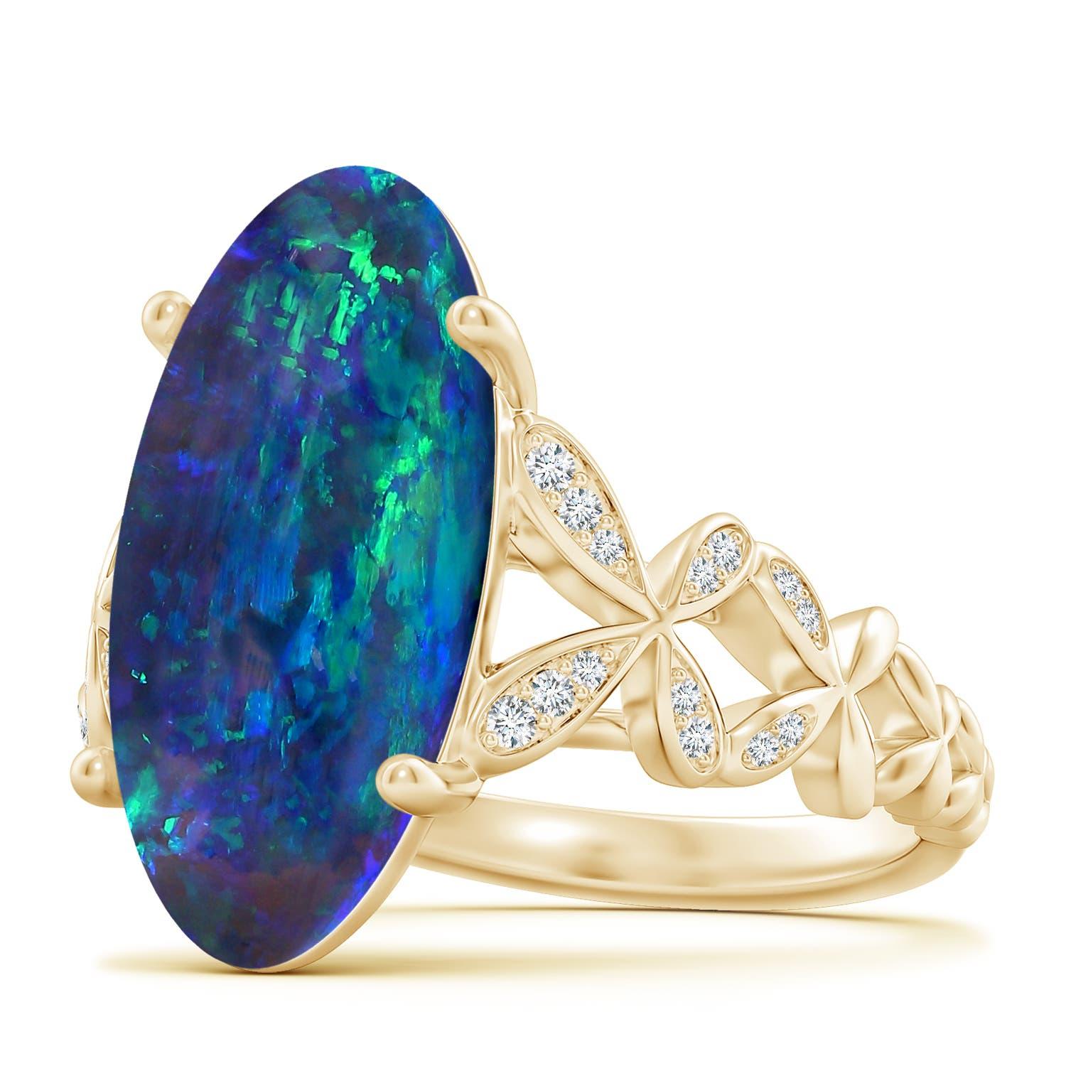 Anello con diamante nero ovale da 5,79 carati certificato GIA di Angara in oro 14K in vendita 5