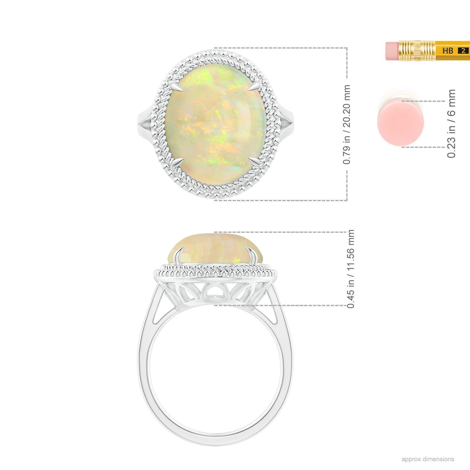 Anello aureola cocktail con opale ovale da 6,44 carati certificato da GIA di Angara in oro 14 carati in vendita 1