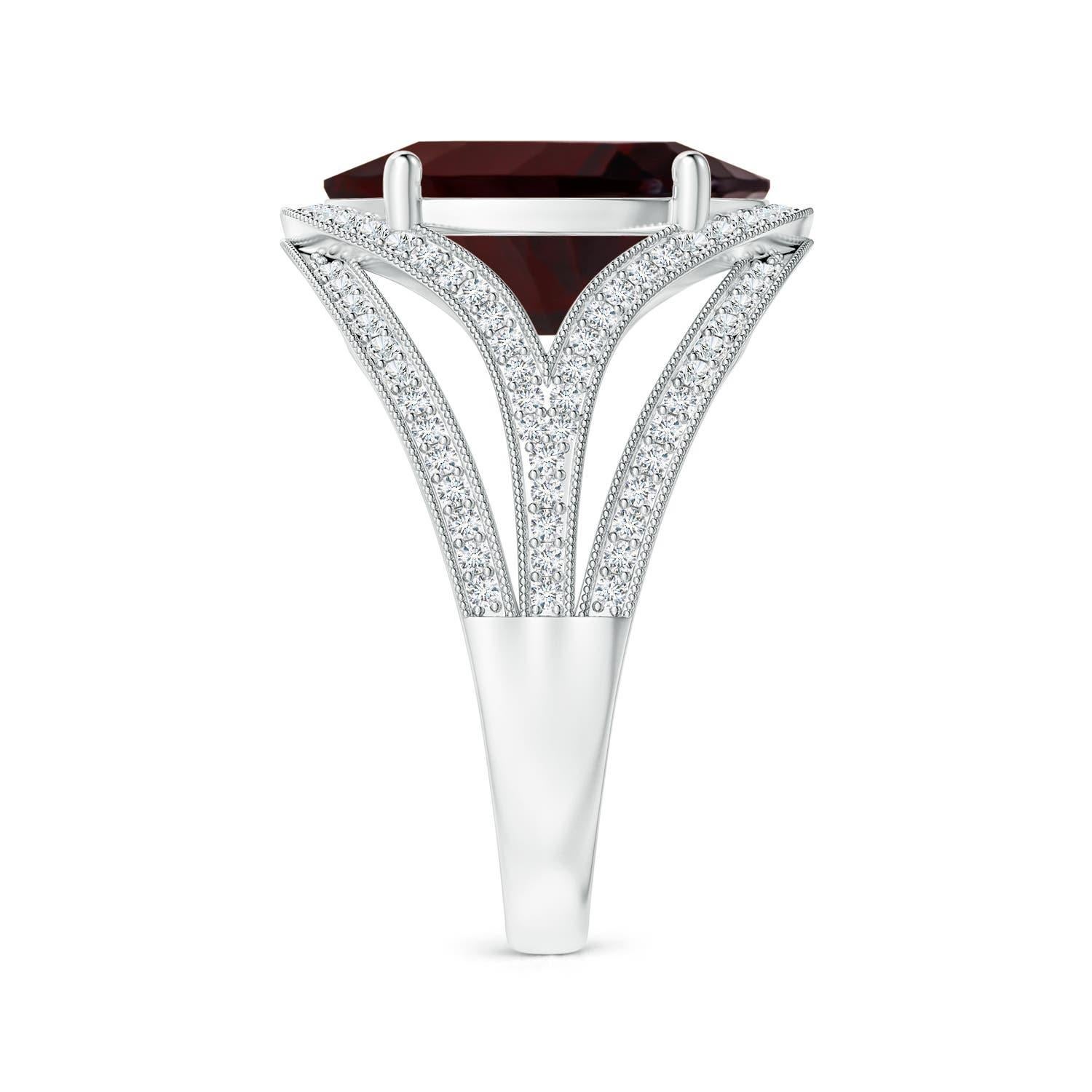 Taille ovale Angara Bague cocktail en or massif 14K avec grenat ovale de 6,63 ct certifié GIA Naturel en vente
