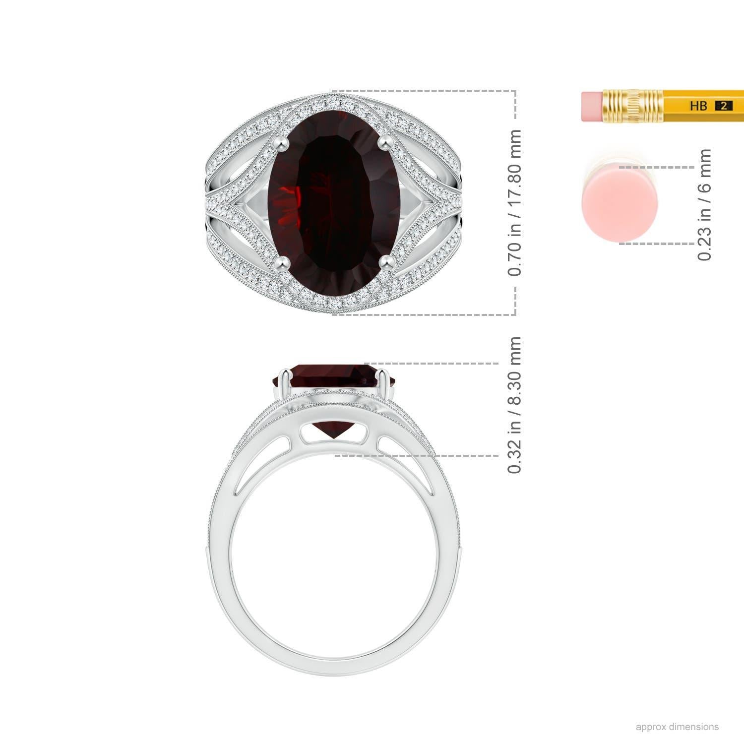 Angara Bague cocktail en or massif 14K avec grenat ovale de 6,63 ct certifié GIA Naturel Pour femmes en vente