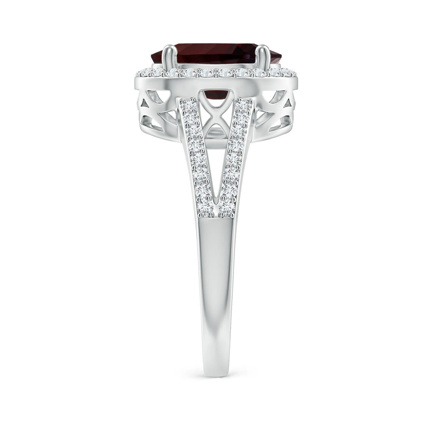 Angara natürlichen GIA zertifiziert oval 6,63 ct Granat Halo Ring in 14K massivem Gold (Ovalschliff) im Angebot