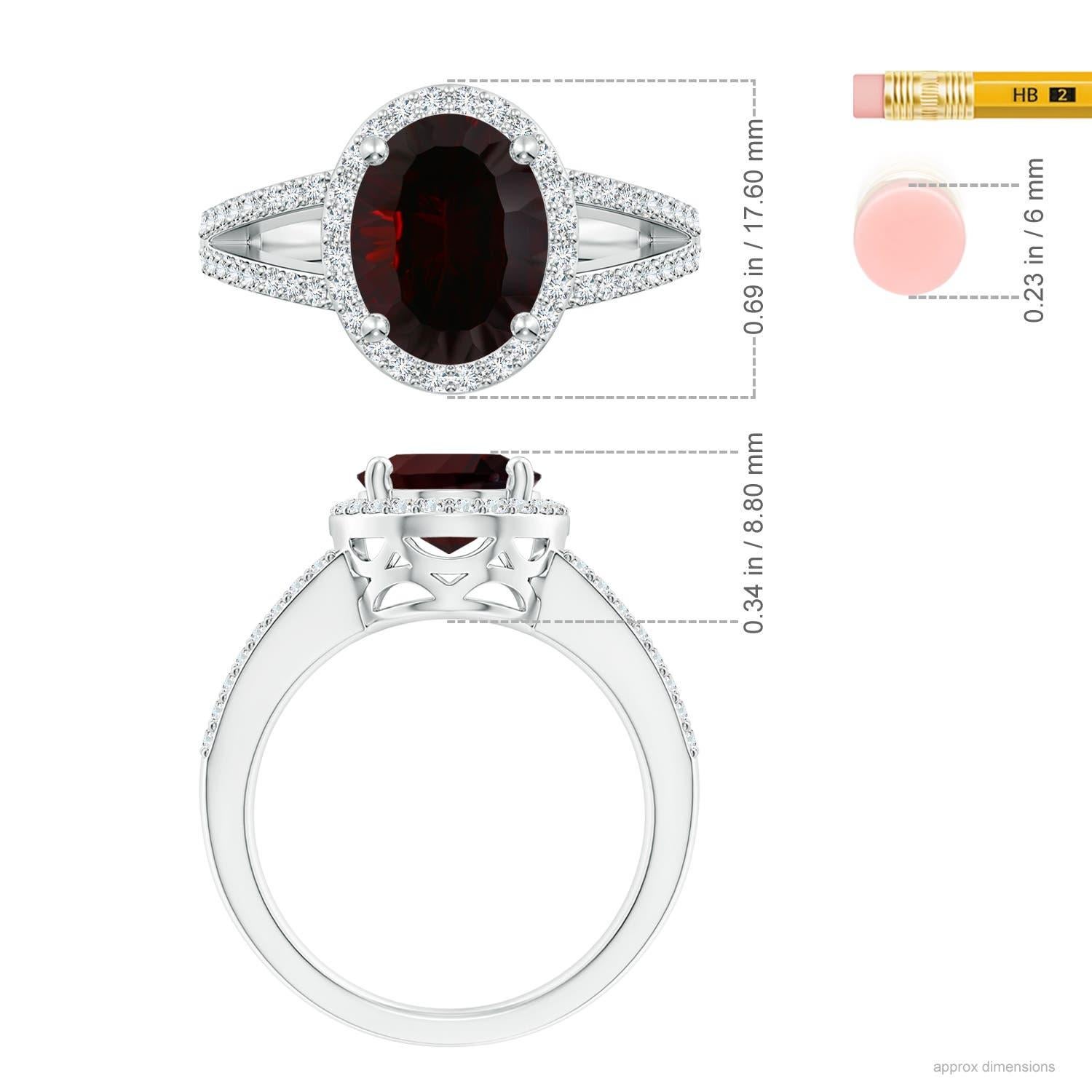 Angara natürlichen GIA zertifiziert oval 6,63 ct Granat Halo Ring in 14K massivem Gold Damen im Angebot