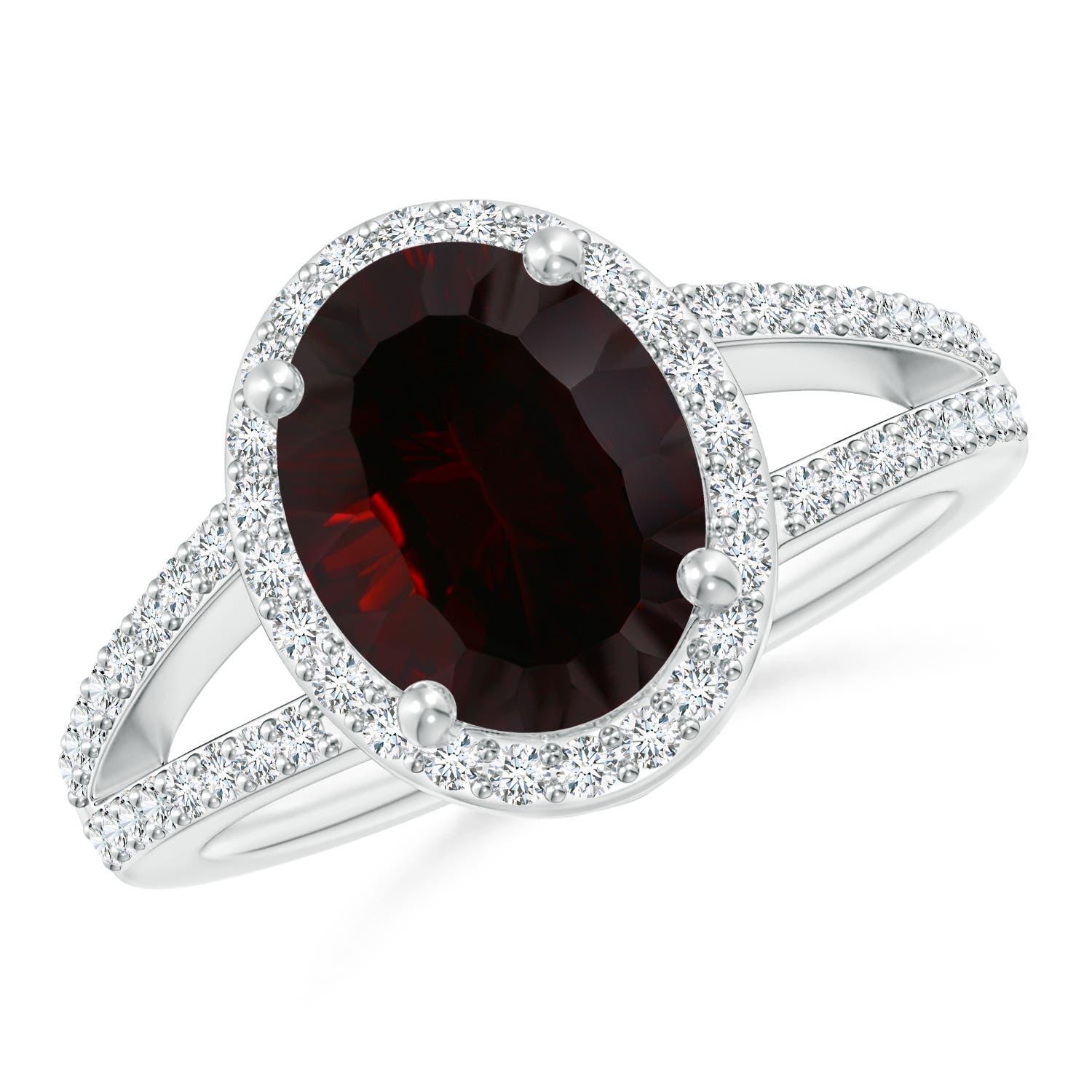 Angara natürlichen GIA zertifiziert oval 6,63 ct Granat Halo Ring in 14K massivem Gold im Angebot