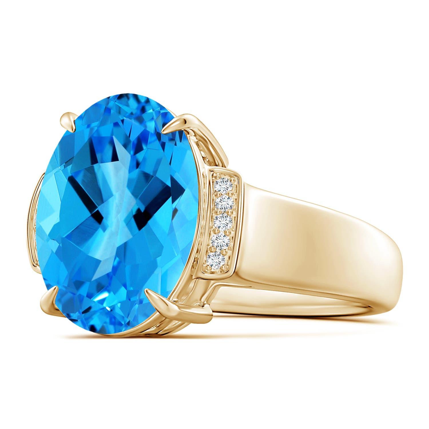 Anello Angara Nature certificato GIA con Topazio Blu Svizzero ovale da 7,22 ct in oro massiccio 14K in vendita 4