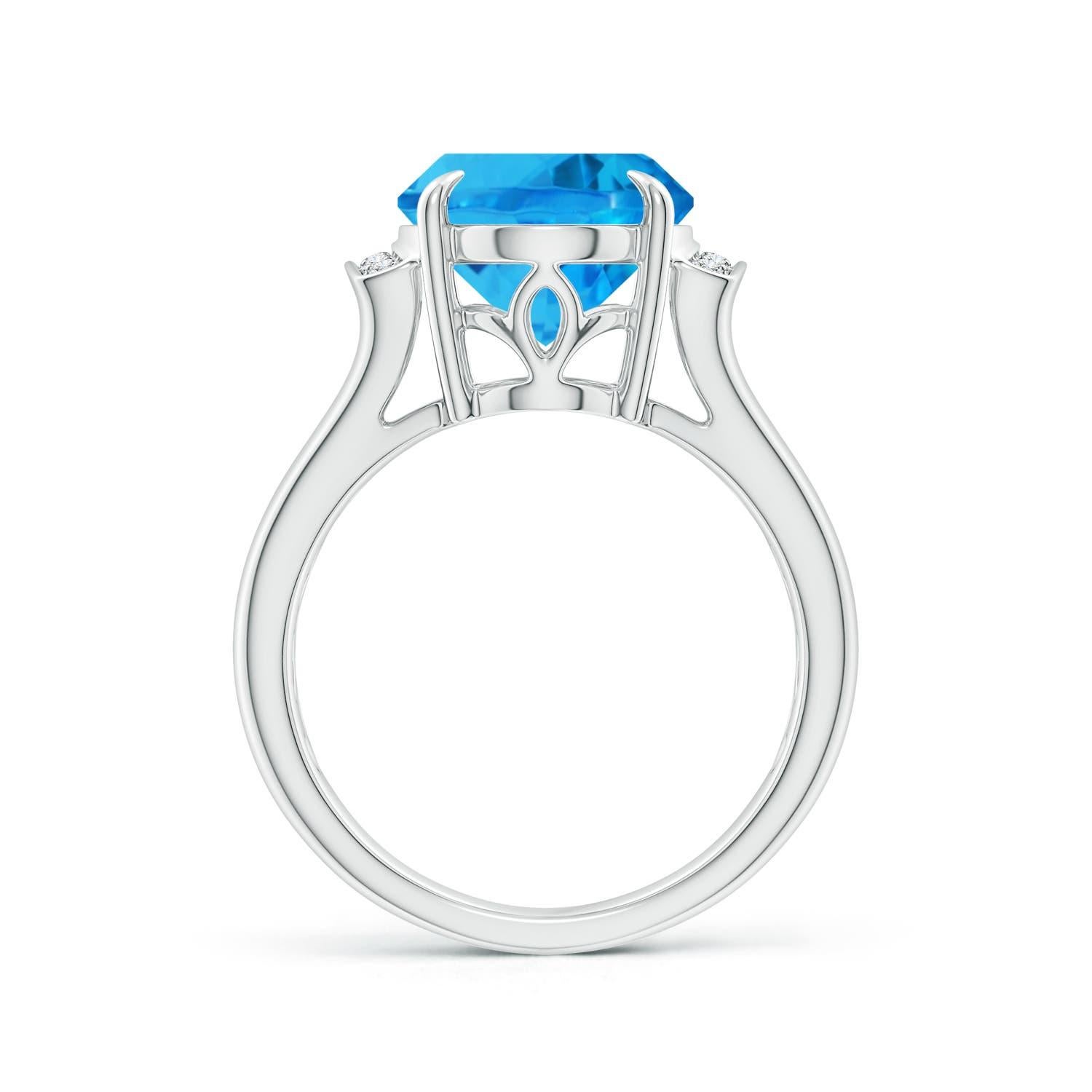 Taglio ovale Anello Angara Nature certificato GIA con Topazio Blu Svizzero ovale da 7,22 ct in oro massiccio 14K in vendita