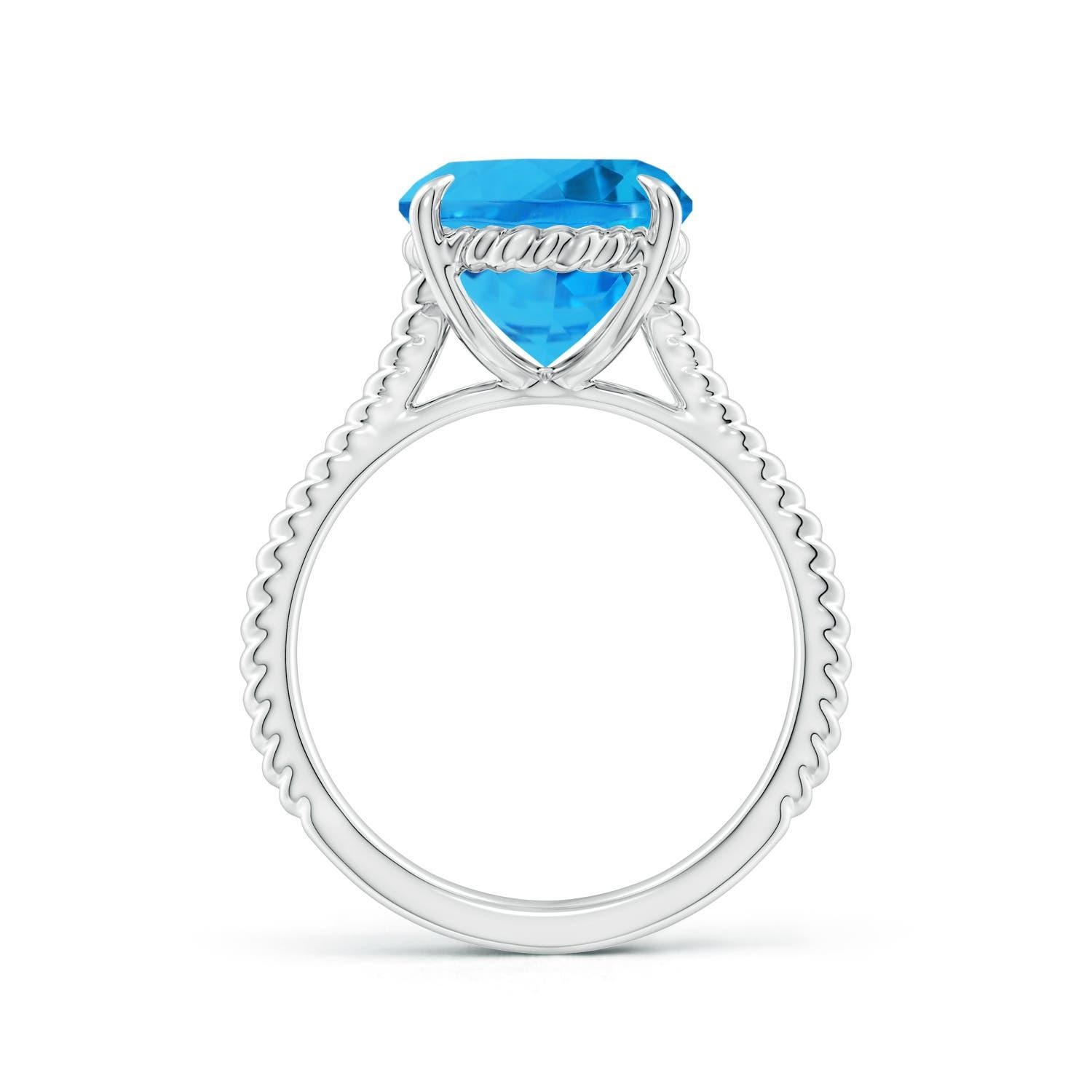 Taglio ovale Anello Angara Nature certificato GIA con Topazio Blu Svizzero ovale da 7,22 ct in oro massiccio 14K in vendita